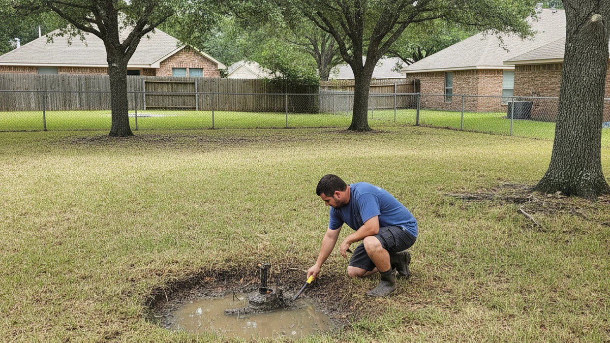 Sprinkler repair Friendswood Texas Galveston Brazoria County Clear Creek flood assessment Carlos
