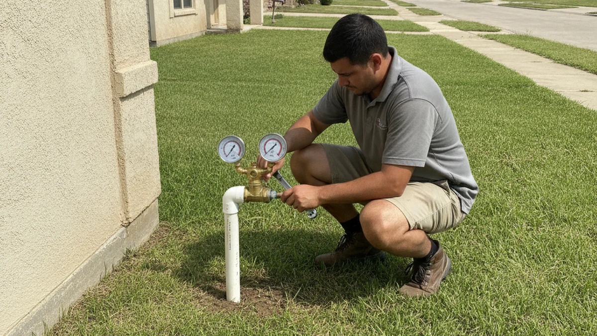 Backflow preventer testing certification Pearland Texas Brazoria County annual TCEQ requirement Carlos