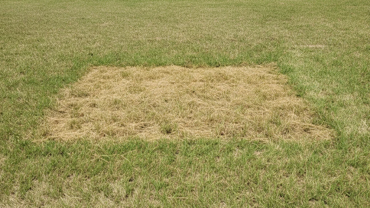 Sprinkler system diagnosis dead zone Pearland Texas Brazoria County clay soil brown patch lawn